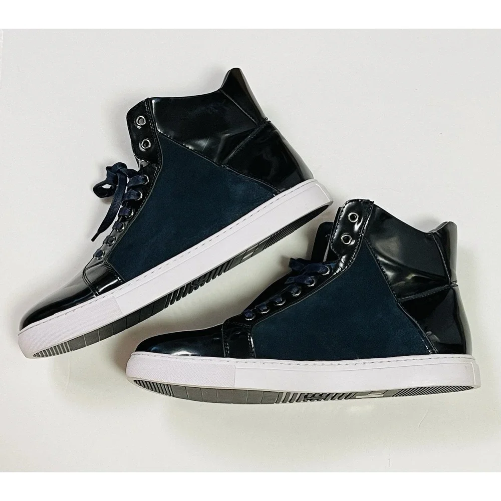 Badgley Mischka DOUGLAS PATENT HIGH-TOP SNEAKER Navy BJ802C12~ Size 11.5
